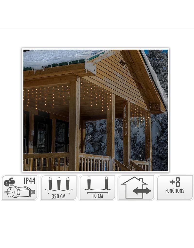 IJspegel Lichtgordijn - 3.5 meter - 180 LED's - extra warm wit - Soft Wire