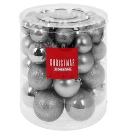 Christmas Decoration Kerstballenset - 44 stuks plastic - zilver