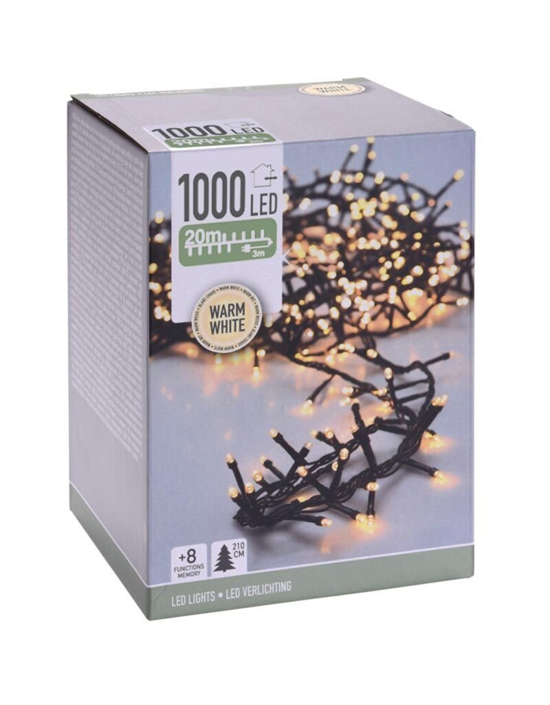 Microcluster - 1000 led - 20m - warm wit - Timer - Lichtfuncties - Geheugen - Buiten