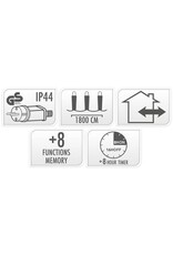Maxi Cluster Kerstverlichting - 1200 led - 18m - warm wit - Timer - Lichtfuncties - Geheugen - Buiten