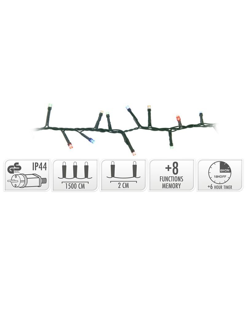 Micro Cluster met Haspel - 750 LED - 15 meter - met timer - multicolor