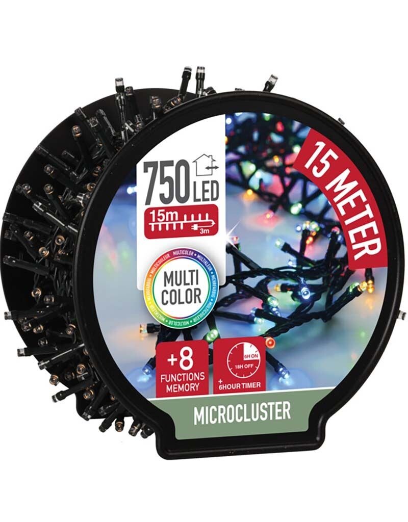 Micro Cluster met Haspel - 750 LED - 15 meter - met timer - multicolor