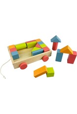 Houten Blokkenkar met 20 Blokken