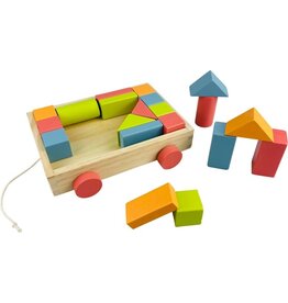 Houten Blokkenkar met 20 Blokken