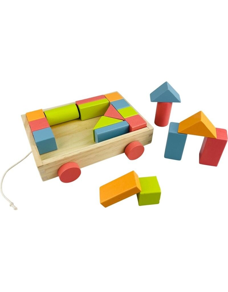Houten Blokkenkar met 20 Blokken
