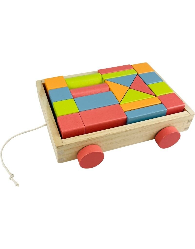 Houten Blokkenkar met 20 Blokken