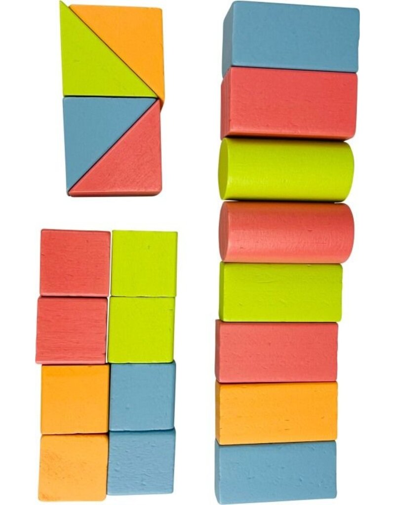 Houten Blokkenkar met 20 Blokken