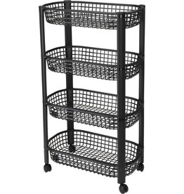 Keukentrolley 4 Wielen - Zwart