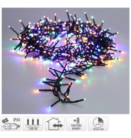 Maxi Cluster Kerstverlichting - 1000 led - 15m - multicolor - Timer - Lichtfuncties - Geheugen - Buiten
