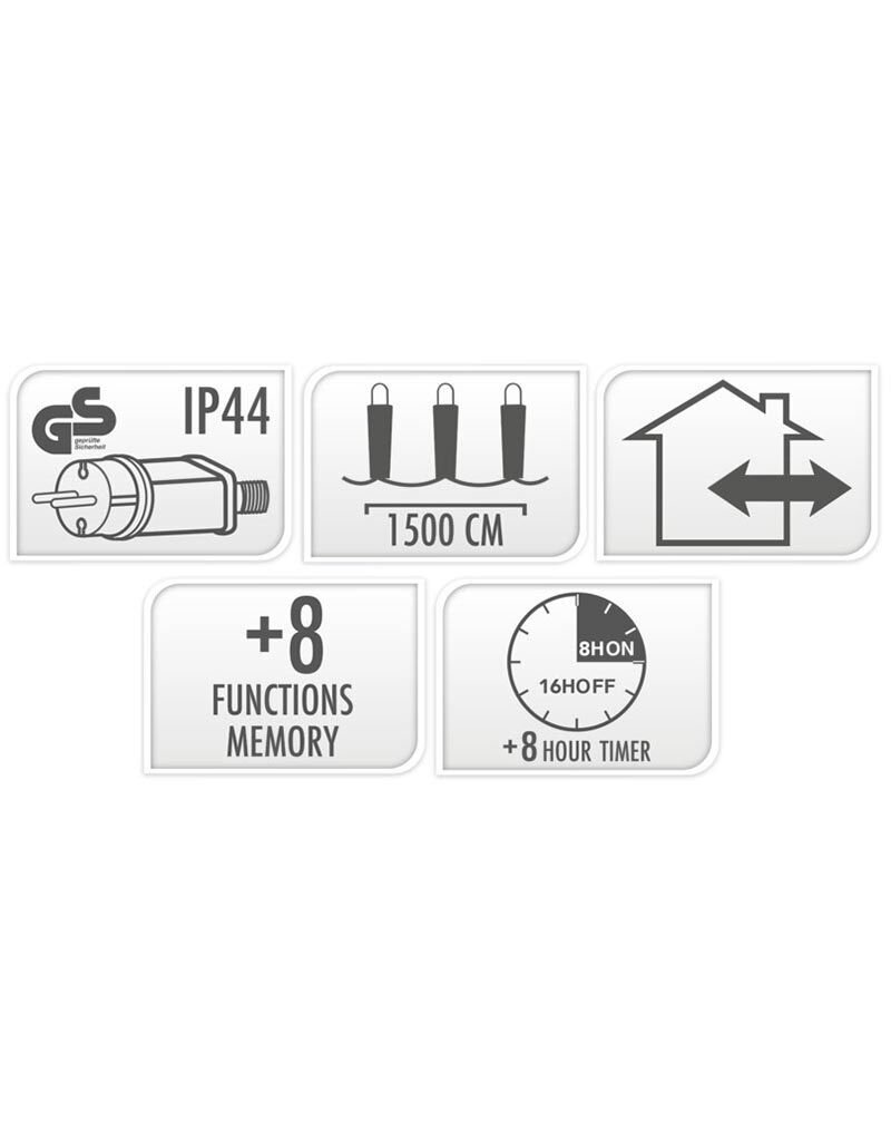 Maxi Cluster Kerstverlichting - 1000 led - 15m - multicolor - Timer - Lichtfuncties - Geheugen - Buiten