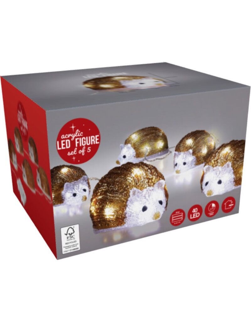 Kerstfiguur Acryl - Egels - LED - set van 5