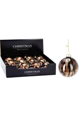 12x Glazen Kerstbal - Bruin - 8cm