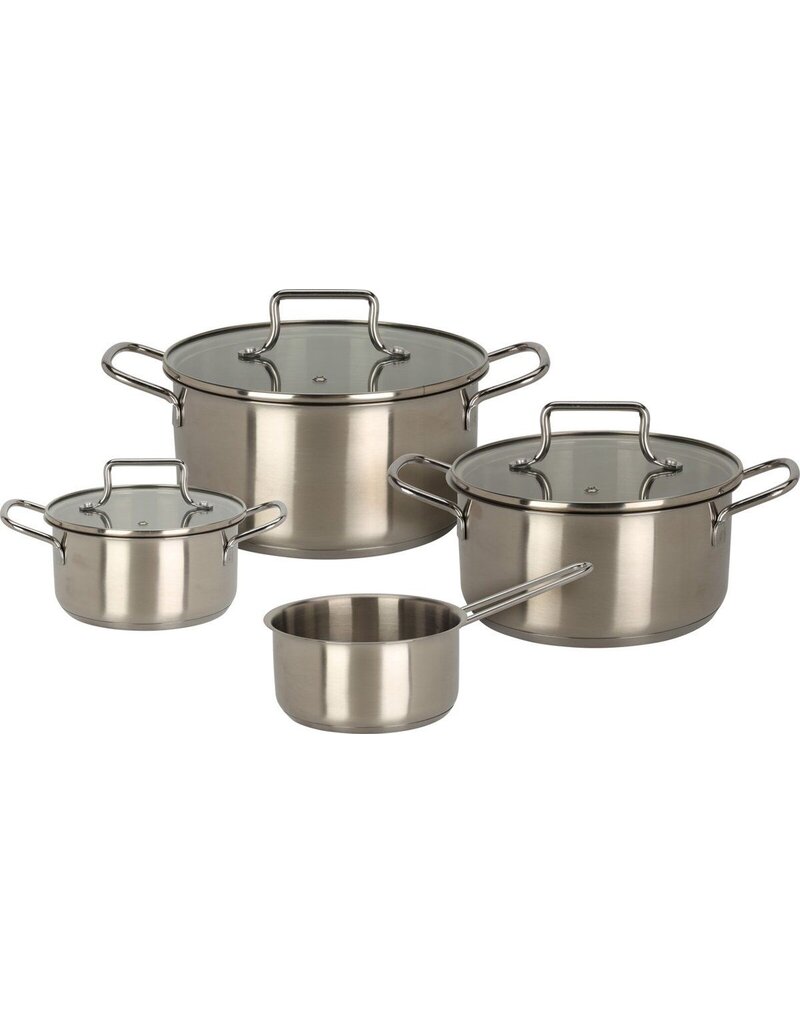 Excellent Houseware Pannenset RVS - 4 Kookpannen + 3 Deksels