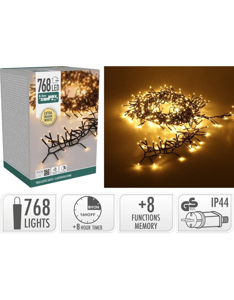 Treecluster Kerstboomverlichting - 768led - extra warm wit