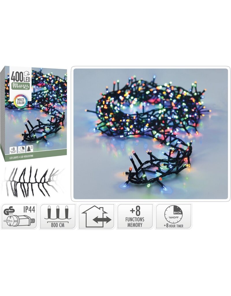 Microcluster - 400 led - 8m - multicolor - Timer - Lichtfuncties - Geheugen - Buiten
