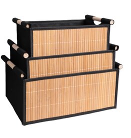 Ceruzo 3x Opbergmanden Bamboe - Badkamermanden