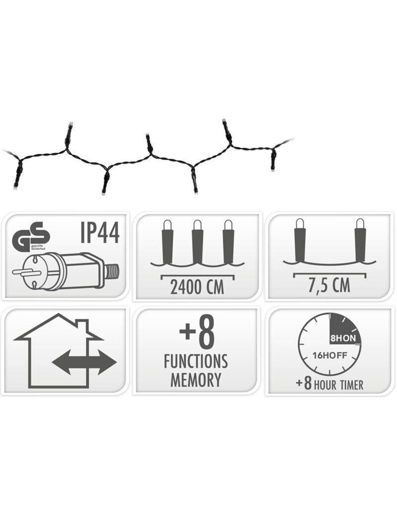 Kerstverlichting 320 led- 24m - multicolor - Timer - Lichtfuncties - Geheugen - Buiten