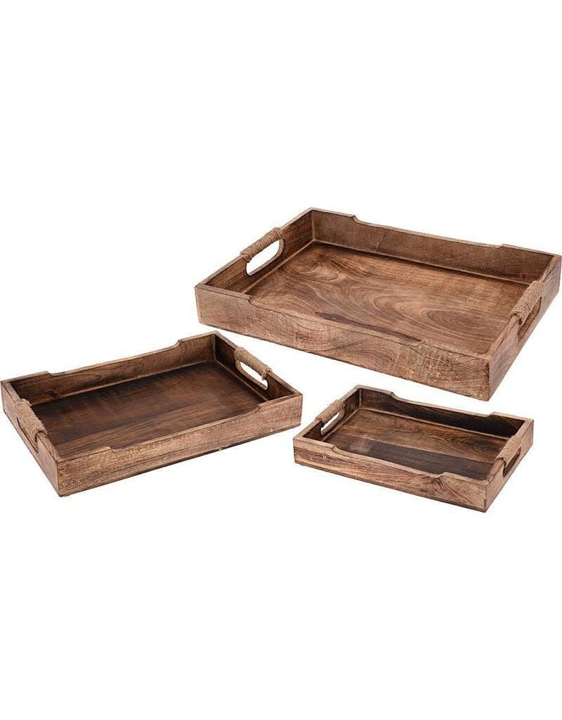 Dienbladen Mango hout - 3 delig