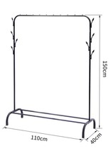 Garderoberek - 110x40x150 cm - Metaal - Zwart