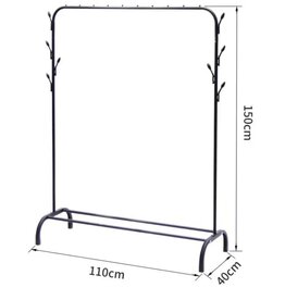 Garderoberek - 110x40x150 cm - Metaal - Zwart