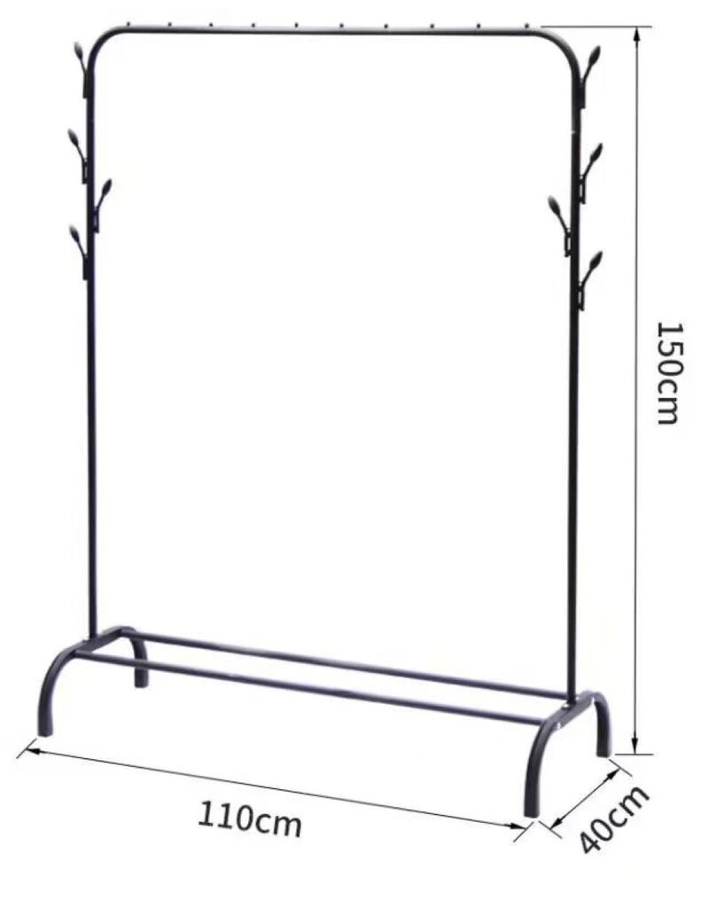 Garderoberek - 110x40x150 cm - Metaal - Zwart
