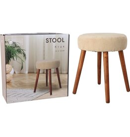 Trends4You Bijzetkrukje - creme wit - 45cm