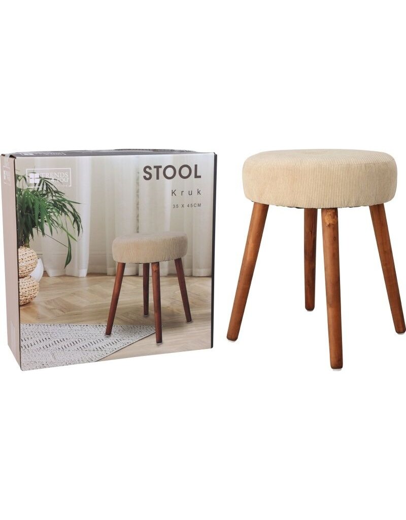 Trends4You Bijzetkrukje - creme wit - 45cm