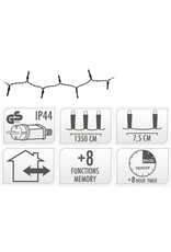 Kerstverlichting 180 led- 13.5m - extra warm wit - Timer - Lichtfuncties - Geheugen - Buiten