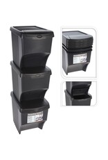 Afvalscheidingsbakken  - Stapelbaar - Kunststof - 3 x 22 liter
