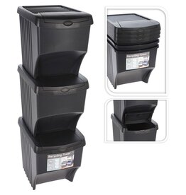 Afvalscheidingsbakken  - Stapelbaar - Kunststof - 3 x 22 liter