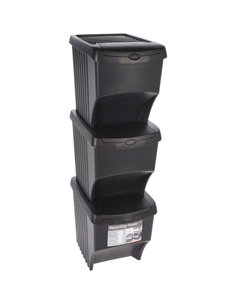 Afvalscheidingsbakken  - Stapelbaar - Kunststof - 3 x 22 liter