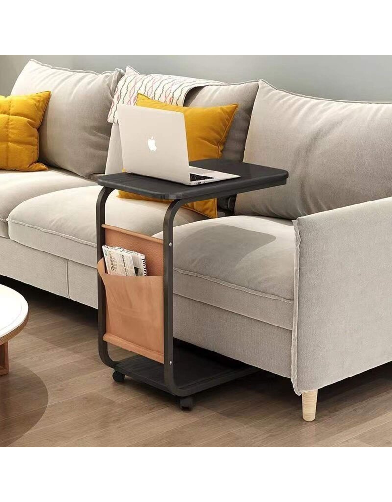 Bijzettafel - Verrijdbaar - Banktafel - Zwart - 43x28x63 cm