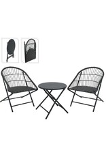 Ambiance Bistroset - 3-Delig - Tuinset met Bijzettafel - Metaal - Vouwbaar