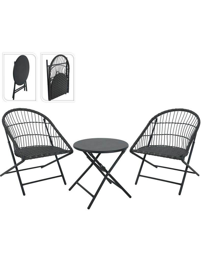 Ambiance Bistroset - 3-Delig - Tuinset met Bijzettafel - Metaal - Vouwbaar