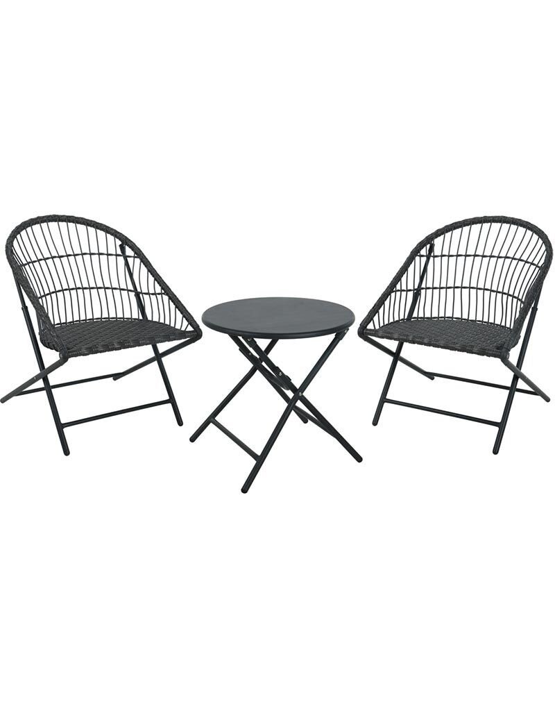 Ambiance Bistroset - 3-Delig - Tuinset met Bijzettafel - Metaal - Vouwbaar