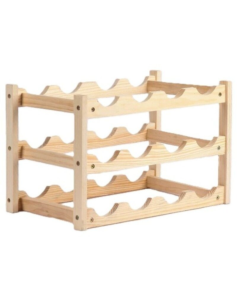 Ceruzo Wijnrek Hout - voor 12 Wijnflessen - 45 x 22 x 28 cm