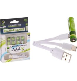 Oplaadbare AAA Batterijen - USB - 400mAh - 4 Stuks