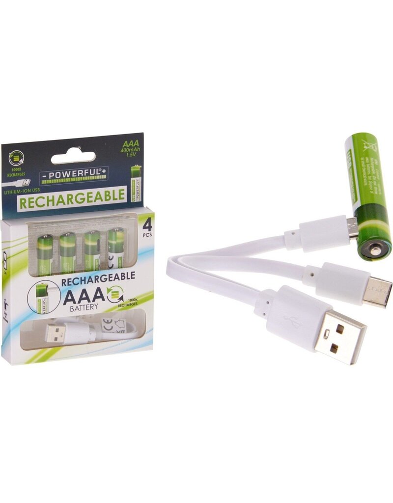 Oplaadbare AAA Batterijen - USB - 400mAh - 4 Stuks