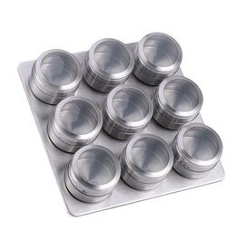 Kruidenrek Magnetisch - 9 RVS Kruidenpotjes