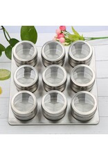 Kruidenrek Magnetisch - 9 RVS Kruidenpotjes