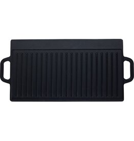 Grillplaat voor de BBQ - Gietijzer - Dubbelzijdig - Geribbeld en Gladde Kant