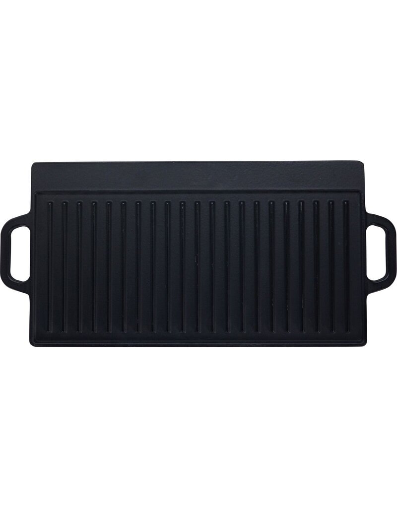 Grillplaat voor de BBQ - Gietijzer - Dubbelzijdig - Geribbeld en Gladde Kant