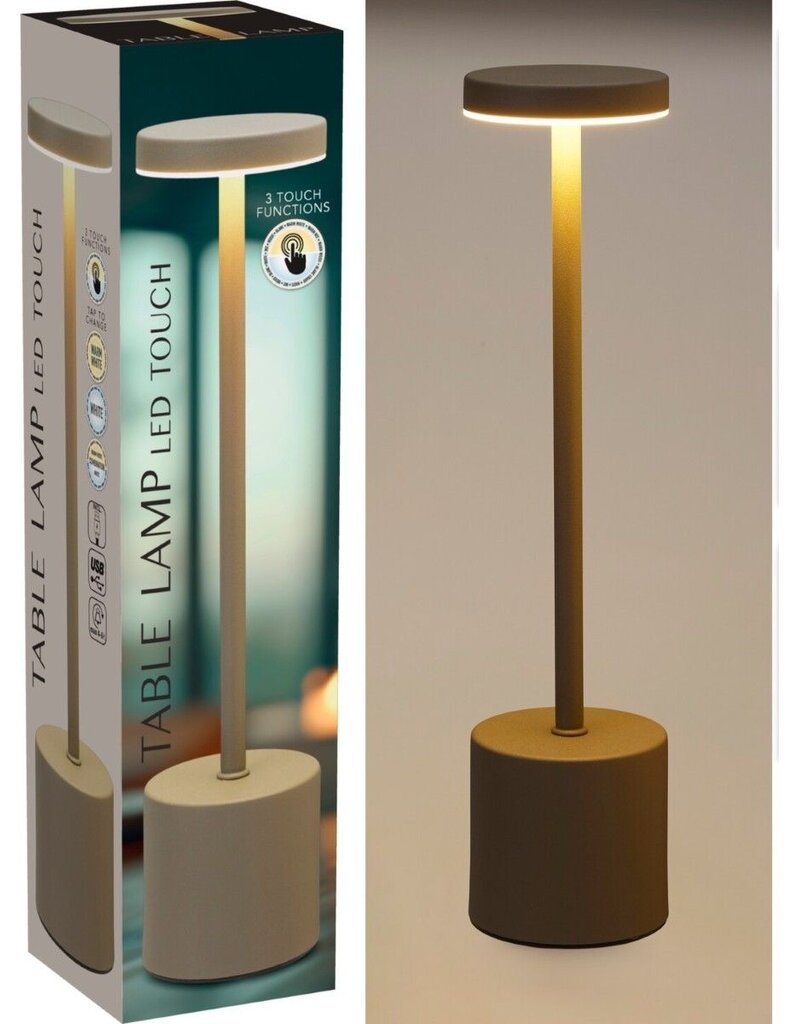 Tafellamp Taupe - 34cm - Touchlamp - Dimbaar - USB