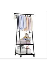 Kledingrek met Leggers - metaal - Verrijdbaar - zwart - 85x42x160 cm