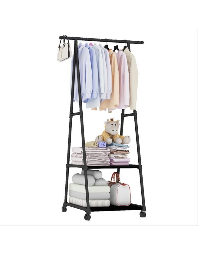 Kledingrek met Leggers - metaal - Verrijdbaar - zwart - 85x42x160 cm