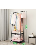 Kledingrek met Leggers - metaal - Verrijdbaar - zwart - 85x42x160 cm