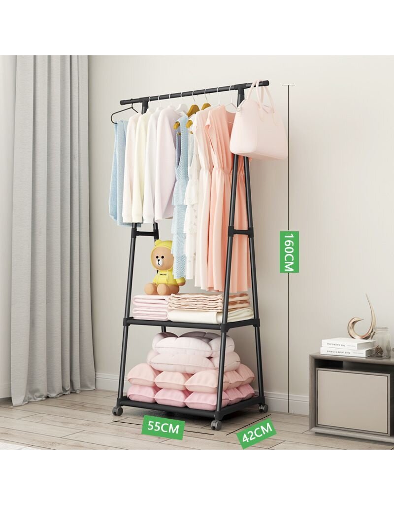 Kledingrek met Leggers - metaal - Verrijdbaar - zwart - 85x42x160 cm