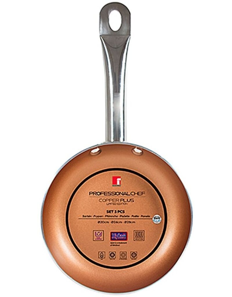 Bergner Koekenpanset Copper Plus 20, 24 en 28 cm