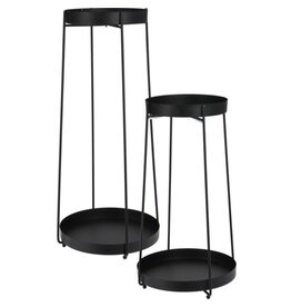 Trends4You Plantenstandaard - 46 + 58 cm hoogte - zwart - set van 2