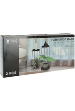 Trends4You Plantenstandaard - 46 + 58 cm hoogte - zwart - set van 2